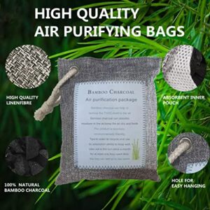 Bamboo Charcoal Air Purifying Bag 10 Pack Charcoal Bags Odor Absorber Activated Charcoal Bags Odor Absorber Moisture Absorber Natural Car Air Freshener Shoe Deodorizer Odor Eliminator (4x200g, 6x100g)