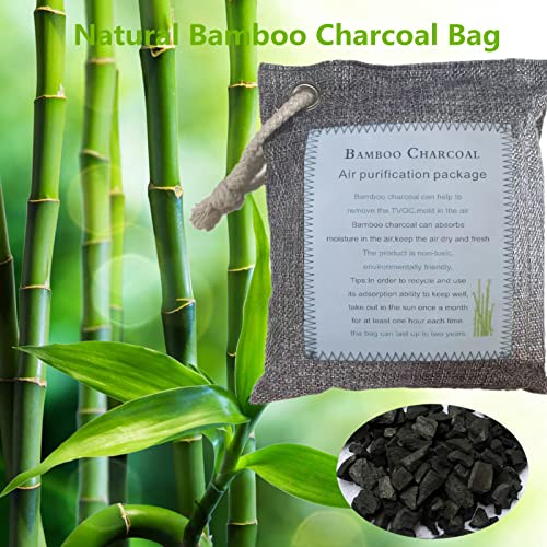 Bamboo Charcoal Air Purifying Bag 10 Pack Charcoal Bags Odor Absorber Activated Charcoal Bags Odor Absorber Moisture Absorber Natural Car Air Freshener Shoe Deodorizer Odor Eliminator (4x200g, 6x100g)