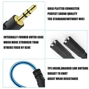 Headphone Splitter for 2 Headphones 2 Way 3.5mm Adapter Aux Cable Mini Jack Male to Dual Female Stereo Audio Y Splitter Couple Adapter Compatible with iPad iPhone iPod MacBook PC Amplifier Speaker