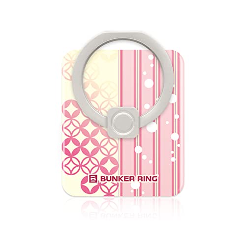 BUNKER RING Edge Japanese Style Design, Designed by Japanese Designer, Cell Phone Ring Grip Stand , 360°Rotation Metal Ring, Compatible with Most Smartphones (JP Pink), BKREG-JP