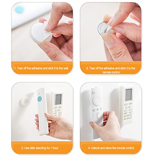 Erice 2 Pcs Remote Control Holder Hook, Wall Mount Storage Magnetic White Hook, No Punching Strong Magnetic Hooks for TV Air Conditioner Bed Remote Control Keys