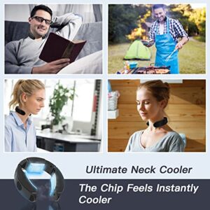 CXLiy Neck Fan, Neck Air Conditioner, 3 Cooling Plates Portable Neck Fan, Hands-Free Around the Personal Fan, Semiconductor Cooling Neck Fan 2 Modes (No Built-in Battery, with 10000mAH Power Bank)