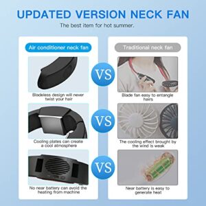 CXLiy Neck Fan, Neck Air Conditioner, 3 Cooling Plates Portable Neck Fan, Hands-Free Around the Personal Fan, Semiconductor Cooling Neck Fan 2 Modes (No Built-in Battery, with 10000mAH Power Bank)