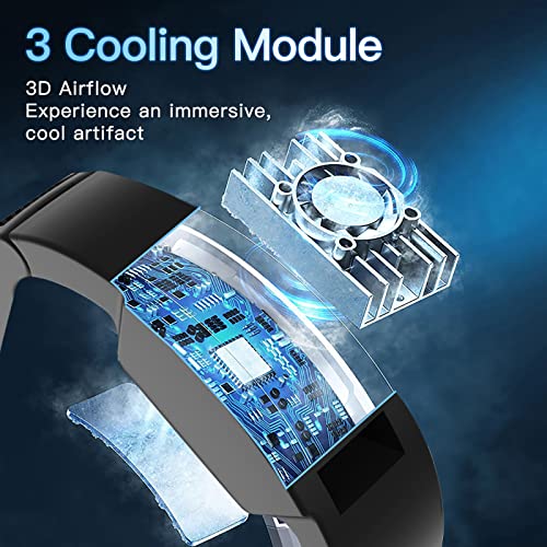 CXLiy Neck Fan, Neck Air Conditioner, 3 Cooling Plates Portable Neck Fan, Hands-Free Around the Personal Fan, Semiconductor Cooling Neck Fan 2 Modes (No Built-in Battery, with 10000mAH Power Bank)