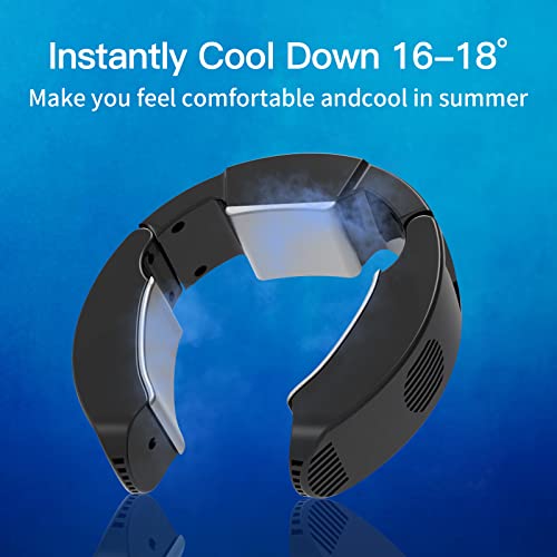 CXLiy Neck Fan, Neck Air Conditioner, 3 Cooling Plates Portable Neck Fan, Hands-Free Around the Personal Fan, Semiconductor Cooling Neck Fan 2 Modes (No Built-in Battery, with 10000mAH Power Bank)