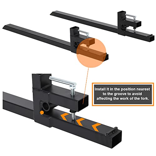 Clamp-On Pallet Forks 60" Total Length 4000 LB Capacity Heavy Duty Front Loader Forks for Loader Bucket Skid Steer Tractor