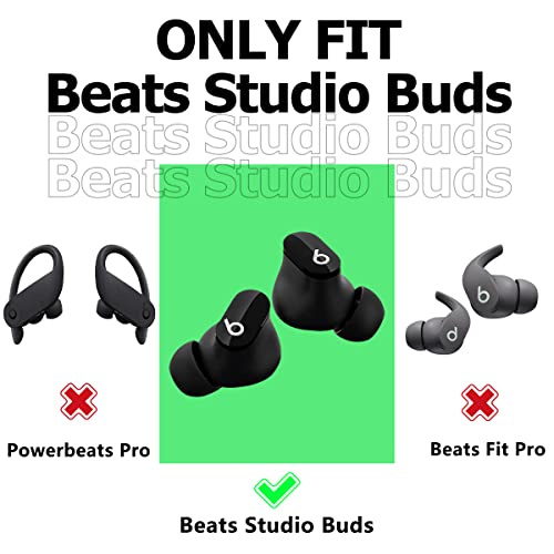 Ear Hooks for Beats Studio Buds, Ear Hook Accessories Compatible with Beats Studio Bud 2021 Silicone Anti-Slip EarTips Cover Holder [NOT Fit in Case] (Green)