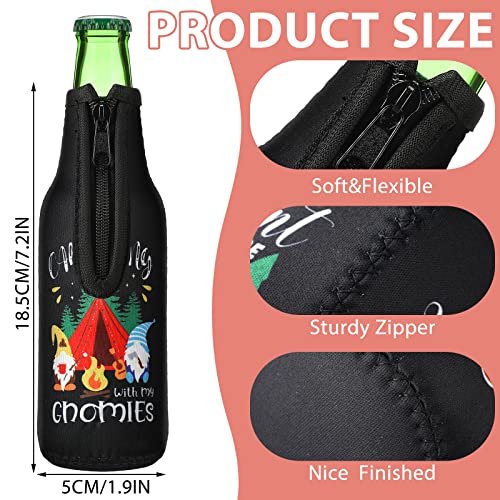 Summer Beer Bottle Insulator Sleeve with Zipper Neoprene Insulated Bottle Jackets Keep Warm and Cold Beer Bottle Sleeves with Stitched Fabric Edges for Party (8 Piece, Vivid Style)