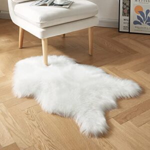 rainlin ultra soft fluffy faux fur sheepskin rugs for bedroom living room white fuzzy washable home decor carpets plush shag small area rugs,2x3 feet