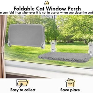 Zoratoo Cordless & Foldable Cat Window Perch with Metal Frame and Reversible Cover for Indoor Cats, Two Types of Installation Cat Hammock with Anchors&Screws for Wall and 4 Suction Cups for Window (M)