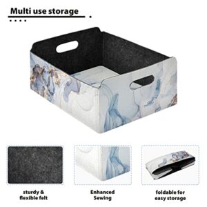 xigua Collapsible Felt Storage Bin, Foldable Storage Box with Handles, Fabric Storage Basket Organizer for Office, Closet, Books, Nursery Toys, Bedroom (Luxury Marble Texture)