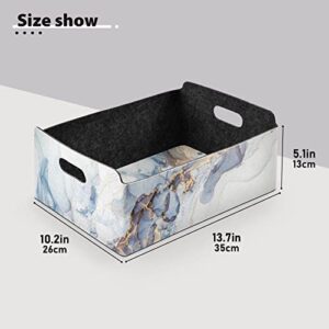 xigua Collapsible Felt Storage Bin, Foldable Storage Box with Handles, Fabric Storage Basket Organizer for Office, Closet, Books, Nursery Toys, Bedroom (Luxury Marble Texture)