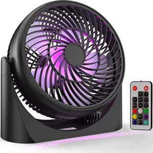 COMLIFE 8” Table Fan with Remote, Portable USB Desk Fan with 3 Powerful Speeds, RGB Light, 360°Rotate, Ultra Quiet for Home Office Bedroom