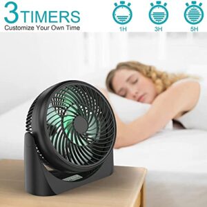 COMLIFE 8” Table Fan with Remote, Portable USB Desk Fan with 3 Powerful Speeds, RGB Light, 360°Rotate, Ultra Quiet for Home Office Bedroom