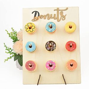 Tiandirenhe Donuts Stand, Wooden Donut Wall Mount, Donut Wall, Donut Holder, Can Be Used for Weddings, Birthdays, Parties, Anniversaries, Restaurants, Pastry Decoration (15.3x11.8 inch)