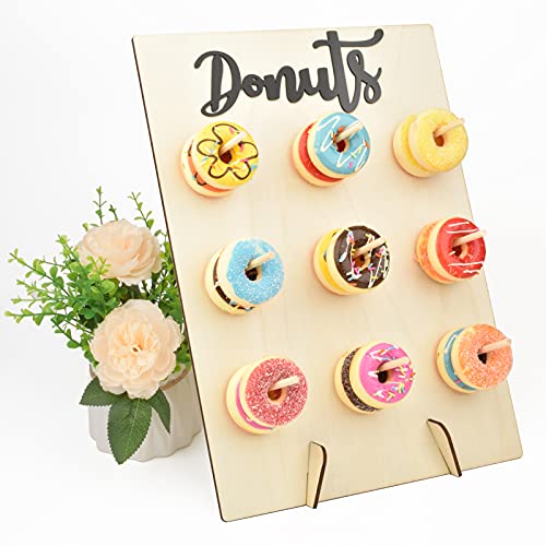 Tiandirenhe Donuts Stand, Wooden Donut Wall Mount, Donut Wall, Donut Holder, Can Be Used for Weddings, Birthdays, Parties, Anniversaries, Restaurants, Pastry Decoration (15.3x11.8 inch)