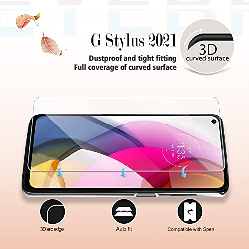 Moto G Stylus 2021 Screen Protector + Camera Lens Protectors by YEYEBF, [2 Pack] Tempered Glass Screen Protector [Bubble-Free][Case-Friendly] Screen Protector Glass for Moto G Stylus 2021