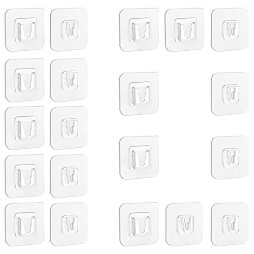 10 Pairs Double Sided Adhesive Hooks 5KG(Max) -Wall Hooks for Hanging,Without Punching and Nails,Transparent Hook Easy to Paste for Kitchen Bathroom Hooks,20 Psc