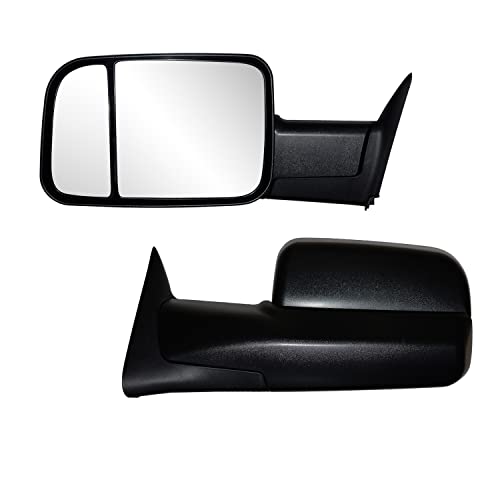 AERDM New Pair Towing Mirrors Black Housing Compatible with View Mirrors 94-01 Dodge Ram 1500, 94-02 Ram 2500 3500 Truck Manual Adjusted Side Set Left+Right