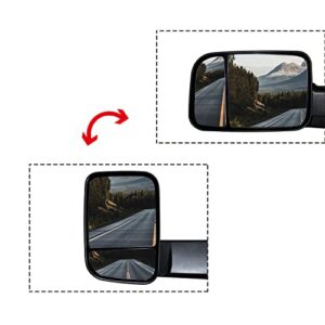 AERDM New Pair Towing Mirrors Black Housing Compatible with View Mirrors 94-01 Dodge Ram 1500, 94-02 Ram 2500 3500 Truck Manual Adjusted Side Set Left+Right