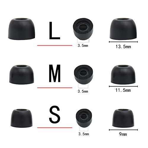 6 Pairs Memory Foam Earbud Tips for WF-1000XM4 Ear Tips Foam Ear Tips with WF-1000XM4 Replacement Tips 6 Pairs, SML, Black
