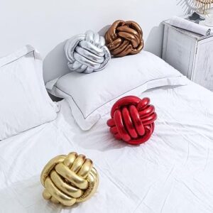 TESICA Handmade Round Knot Ball Pillow Pillow Plush Pillow Knotted Pillow Bedroom Decor Plush Knot Medium Size 11Inch Gold