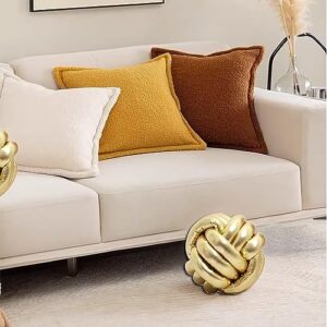 TESICA Handmade Round Knot Ball Pillow Pillow Plush Pillow Knotted Pillow Bedroom Decor Plush Knot Medium Size 11Inch Gold