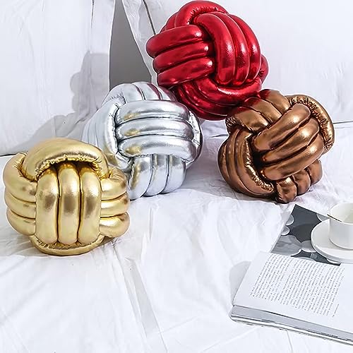 TESICA Handmade Round Knot Ball Pillow Pillow Plush Pillow Knotted Pillow Bedroom Decor Plush Knot Medium Size 11Inch Gold