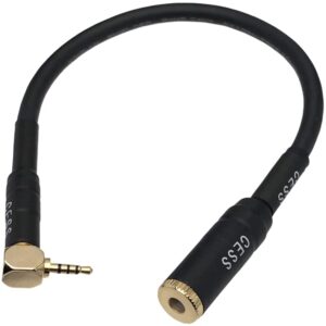 CESS-231 Right Angle 2.5mm to 4.4mm Balanced Male to Female Headphone Earphone Audio Adapter Cable, TRRS to TRRRS 5-Pole