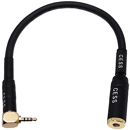 CESS-231 Right Angle 2.5mm to 4.4mm Balanced Male to Female Headphone Earphone Audio Adapter Cable, TRRS to TRRRS 5-Pole