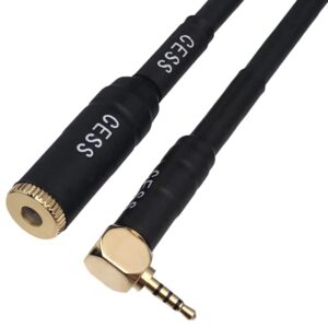 CESS-231 Right Angle 2.5mm to 4.4mm Balanced Male to Female Headphone Earphone Audio Adapter Cable, TRRS to TRRRS 5-Pole