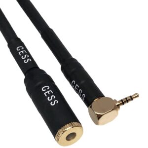 CESS-231 Right Angle 2.5mm to 4.4mm Balanced Male to Female Headphone Earphone Audio Adapter Cable, TRRS to TRRRS 5-Pole