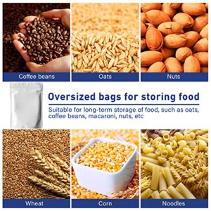 15 Pack Mylar Bags for Food Storage 5 Gallon, Resealable Stand Up Heat Sealable Bags with Zipper for Rice, Grains, Coffee Beans and Emergency Long Term Food Storage (15 Pcs Bags)