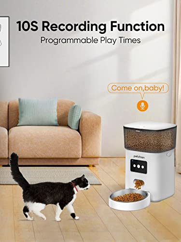 Petchain Automatic Cat Feeder, 4L WiFi Pet Food Dispenser for Cats and Dogs APP Control Auto Pet Feeder Up to 20 Portions15 Meals per Day, Low Food Alarm and 10s Voice Recorder for Pet