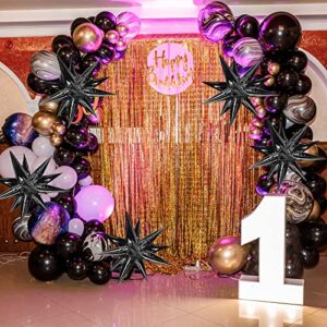 MIAHART 50 Pcs Black Starburst Cone Mylar Balloons 26 inch Black Foil Star Balloons Large Black Point Star Balloons for Birthday Wedding Christmas Baby Shower Party Supplies