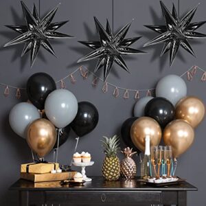 MIAHART 50 Pcs Black Starburst Cone Mylar Balloons 26 inch Black Foil Star Balloons Large Black Point Star Balloons for Birthday Wedding Christmas Baby Shower Party Supplies