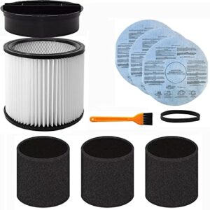 replacement filter for shop-vac 90304, 90585, 90350, 90107, 90333, fits most wet/dry vacuum cleaners 5 gallon and above, with lid and brush (9 pack)