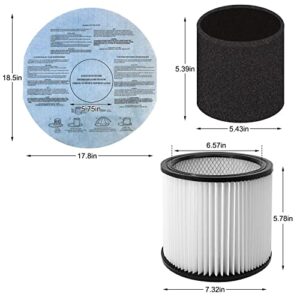 Replacement Filter for Shop-Vac 90304, 90585, 90350, 90107, 90333, fits most Wet/Dry Vacuum Cleaners 5 Gallon and above, With Lid and Brush (9 Pack)