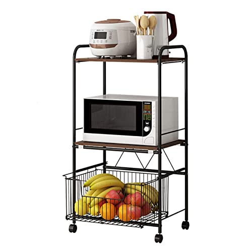 3-Shelf Metal Storage Shelves with Wheels, Heavy Duty Rolling Cart, Large Capacity Shelving Unit, Freestanding Metal Wire Shelf Rack, Organizer Rack for Garage Kitchen Basement Bathroom Pantry