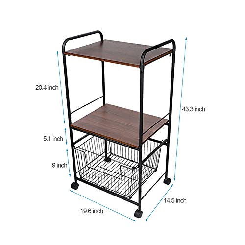 3-Shelf Metal Storage Shelves with Wheels, Heavy Duty Rolling Cart, Large Capacity Shelving Unit, Freestanding Metal Wire Shelf Rack, Organizer Rack for Garage Kitchen Basement Bathroom Pantry