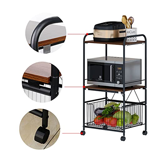 3-Shelf Metal Storage Shelves with Wheels, Heavy Duty Rolling Cart, Large Capacity Shelving Unit, Freestanding Metal Wire Shelf Rack, Organizer Rack for Garage Kitchen Basement Bathroom Pantry