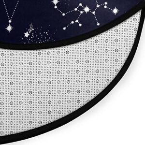 Space Galaxy Constellation Round Area Rug Star Sky Space Doormat Non-Slip Floor Mat Round Area Rug Carpet for Bedroom Living Room Study Playing Carpet, 3' Diameter