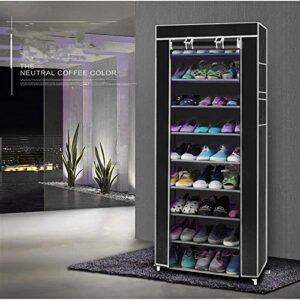 Tuklye 10-Tier Shoe Rack, Shoe Organizer with Dustproof Cover, Non-Woven Shoe Storage Cabinet, Black…