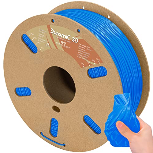 TPU Black and TPU Electric Blue Bundle, DURAMIC 3D TPU Flexible Filament 95A, Soft TPU 3D Printing Filament, 1kg Spool, Dimensional Accuracy +/- 0.05mm, Black 1 Pack