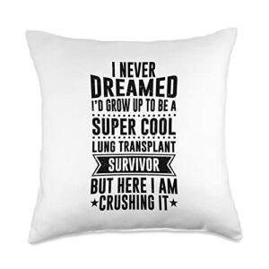 Best Lung Transplant Gift Lung Stuff & Accessories Cool Men Women Lung Transplant Survivor Throw Pillow, 18x18, Multicolor