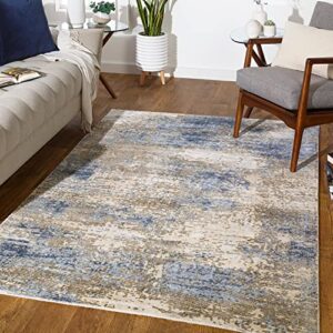 mark&day area rugs, 8x10 zethuis modern medium gray area rug gray blue cream carpet for living room, bedroom or kitchen (8' x 10')
