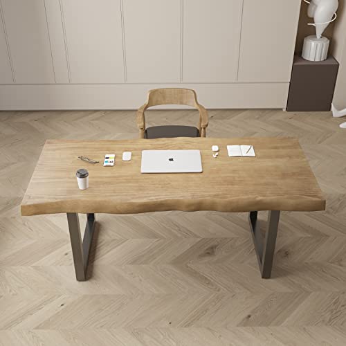 Rustic Style Solid Wood Computer Desk 55-inch Large Office Desk Home Simple Modern Long Desk Study Writing Desk Dining Table for Home Office