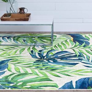 Mohawk Home Scattered Fronds Casual Tropical Ivory 5' x 8' Area Rug Perfect for Kitchen, Living Room, Dining Room