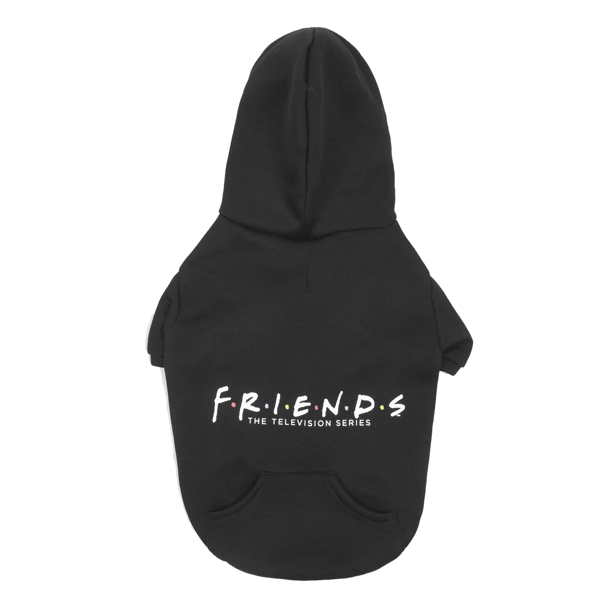 Friends the TV Show WB Friends Dog Hoodie, Black with Friends Logo, Size Medium with Hood and Pocket for Treats or Waste Bags | Friends Show Pet Products| Pet Clothes for Friends Lovers (FF20719)