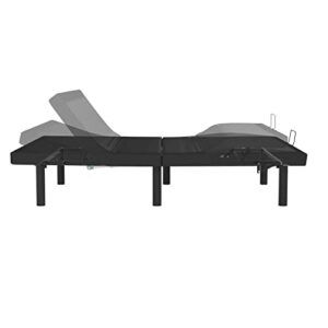 Flash Furniture Selene Adjustable Bed Base-Black Anti-Skid Upholstery-Height Adjustable Legs-Programmable Wireless Remote-Independent Head/Foot Incline-Split King